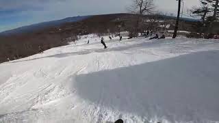 Skiing down Beech Mountain's Upper Shawneehaw trail
