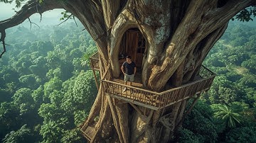 150-Day Challenge: Building a Bamboo Tree Shelter Using Primitive Tools to Avoid Wild Beasts