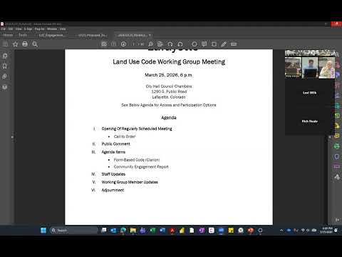 Land Use Code Working Group Meeting March 26, 2026