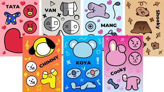 BT21 Stickers Decorating ★ RJ, Shooky, Mang, Koya, Chimmy,Tata, Cooky, Van, B.T Twenty One