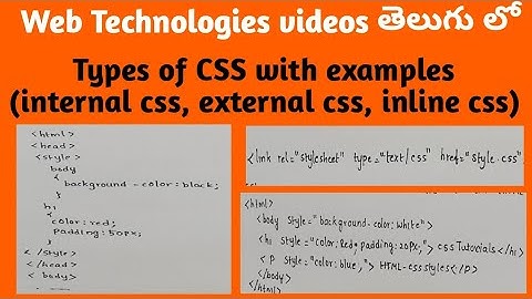 types of CSS with examples | internal css | inline css | external css