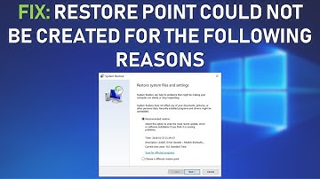 FIX: Restore point could not be created for the following reasons