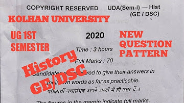 Kolhan University 1ST Semester || History GE/DSC ka Question Set Paper || Session 2020-23🙏🙏🙏