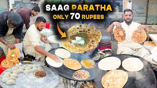 CHEAPEST ROADSIDE SAAG PARATHA IN LAHORE | Saag Aloo Paratha | Street Food Secrets