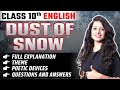 Class 10 english dust of snow line to line explanation in hindi  questions and answers pooja mam