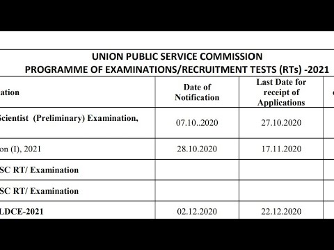 Upsc 2021 New Official Calendar Pdf Download Latest News Update Exam Date Ias Ips Epfo Nda Cds 2020 Youtube
