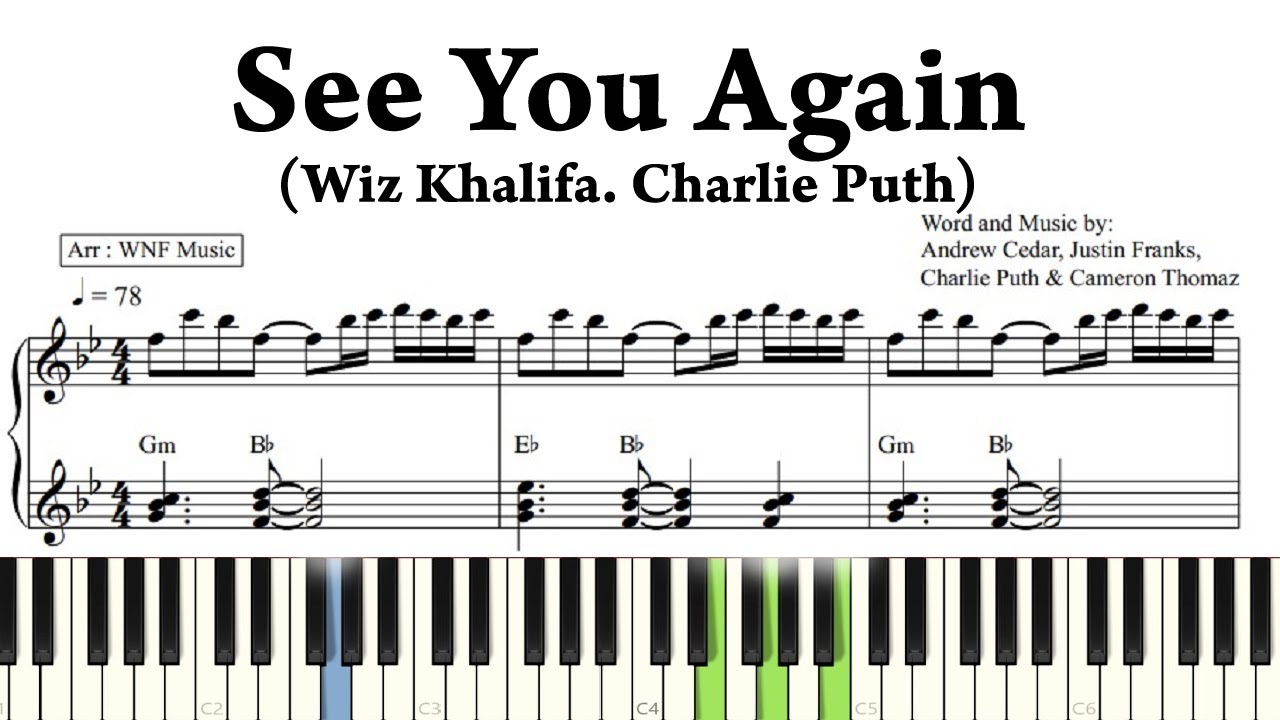 Wiz Khalifa - See You Again ft. Charlie Puth Backing Track Piano Tutorial