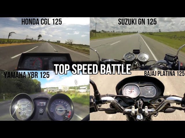  Honda CGL vs Suzuki GN vs Yamaha YBR vs Platina Comparación de velocidad máxima (Velocidad Máxima)