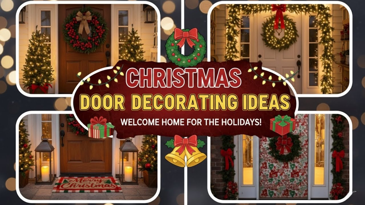 123+ Christmas Door Decorating Ideas 2025 | Porch, Wreath & Front Door Holiday Decor