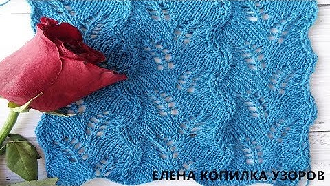 Ажурный узор спицами Листья зигзаг схема и описание/Openwork pattern with needles Leaves
