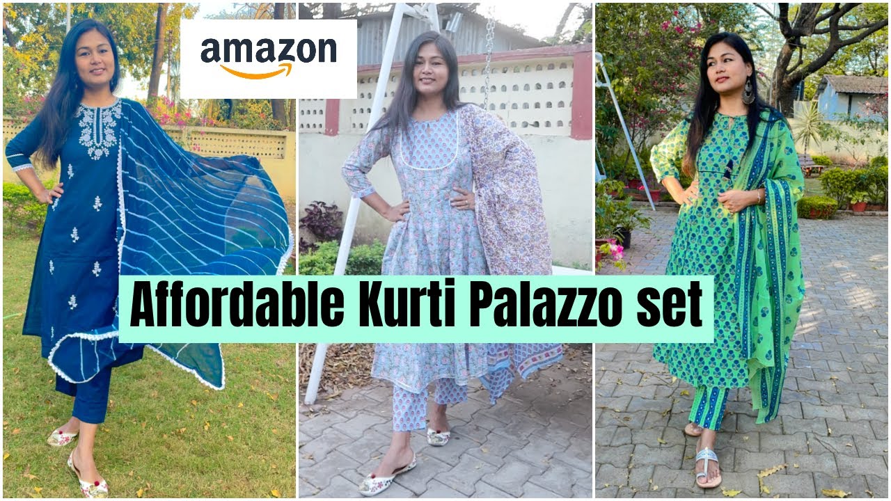 Cotton Summer Kurti Sets || Amazon Kurta palazzo sets || Summer Special -  YouTube