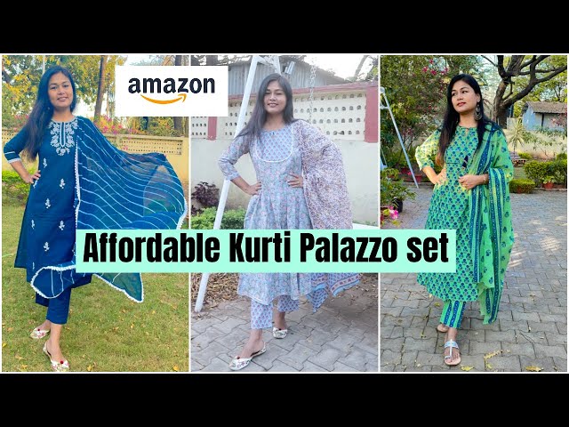 Amazon.com: Kurta set for women party wear indian dress kurti palazzo set  with dupatta salwar kameez suit for women tunic top Green : Clothing, Shoes  & Jewelry