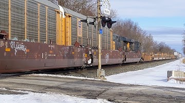 2 Train Meet - CSX Intermodal Q017 with Mid DPU meets CSX Freight Q364 with Mid DPU - Madison