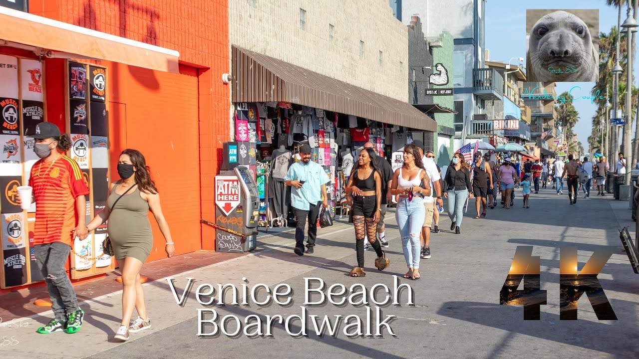 Прогулка по набережной Венис-Бич, видео 4K с фотографиями, Калифорния, 2020.