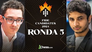 Torneo de Candidatos 2024 Ronda 5 | Nepo vs. Pragg, Fabiano y Pragg en la lucha por el primer puesto image