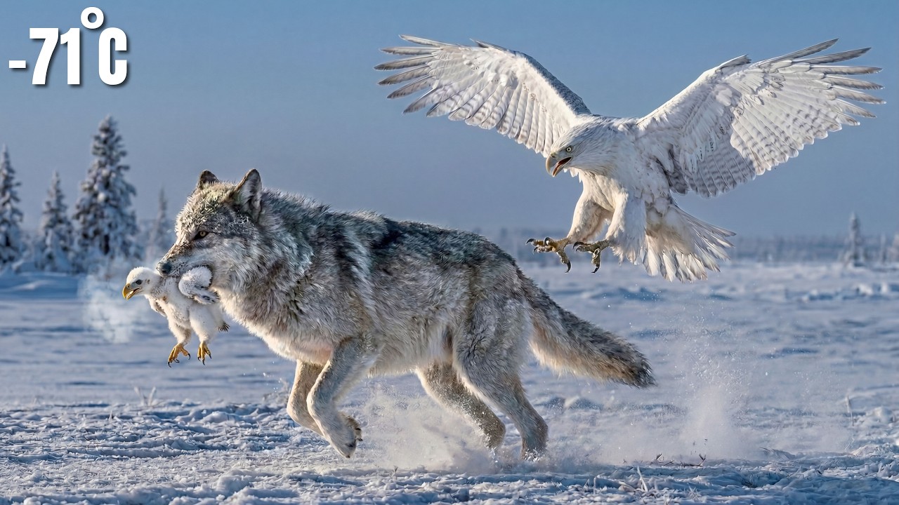 A Wolf Attacked Her Chick… But This Mother Eagle Refused to Back Down 🦅🐺❄️ | -71°C Blizzard