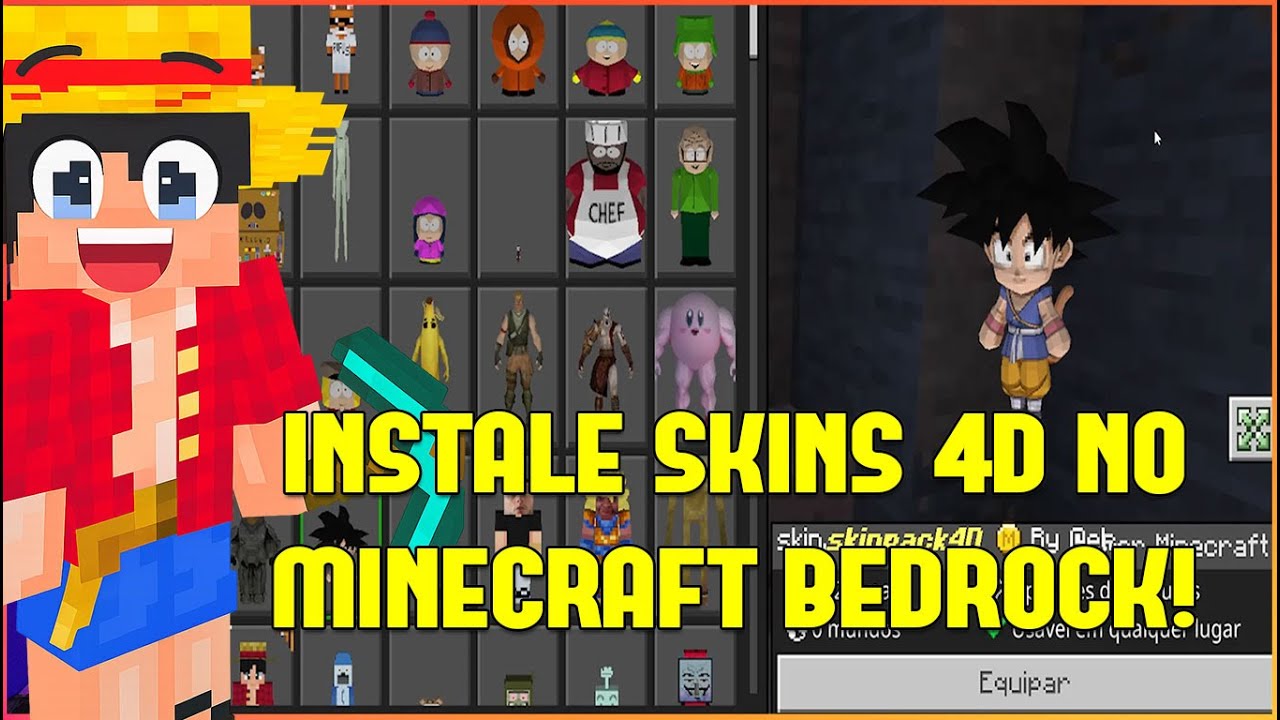 COMO ADICIONAR SKIN PACK "4D" NO MINECRAFT BEDROCK ANDROID E WINDOWS ...