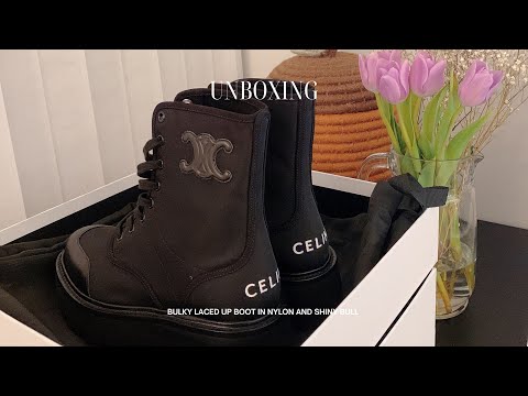 🖤 CELINE BULKY LACED UP BOOT IN NYLON AND SHINY BULL