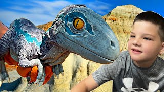 Calebs Dino Adventure Dinosaur Hunt, Digging For Dino Bones With Dad We Found A Velociraptor