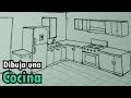 Dibuja fácil una cocina con estufa y nevera. Drawing Kitchen