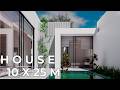 MINIMALIST HOUSE PLAN WITH POOL | Casa de un NIVEL | 3 Recámaras | Modern design of a 10x25 m HOUSE