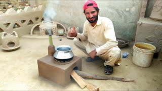 mitti ka chulha kaise banta hai| Mud Stove|Primitive Skills| Pak village family