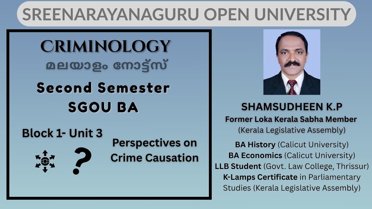 Criminology Unit 3, SGOU BA 2nd Semester Multidisciplinary Course