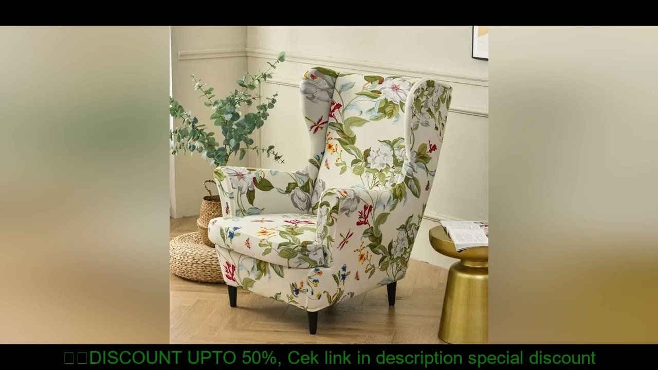 Leaves Wing Chair Cover Stretch Spandex Armchair Covers Nordic Ottoman Cover Removable Sofa Slipcove