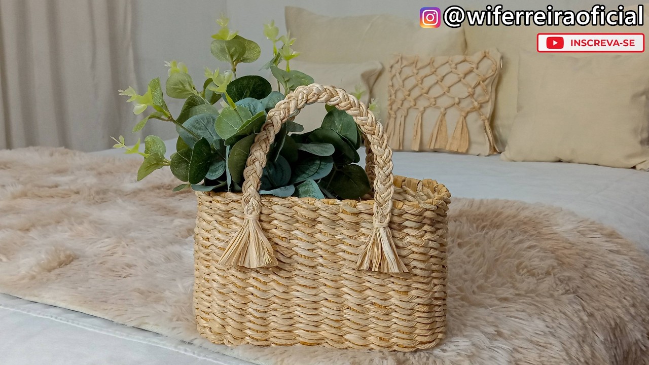 Como fazer sacolinha decorativa com fibra de bananeira! (Passo a passo)