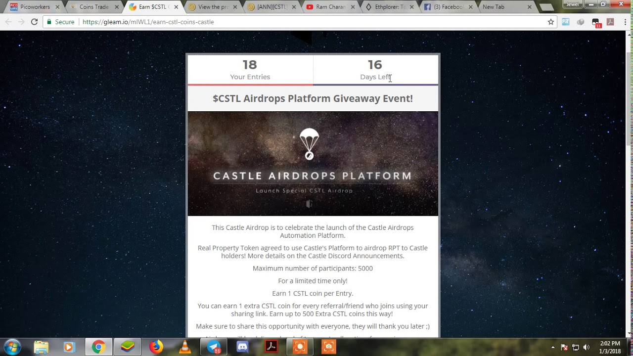 CSTL Airdrops Platform Giveaway Event! Earn 20$ easily