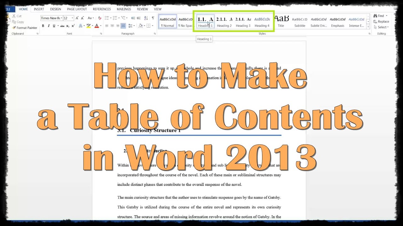 How to write table of contents