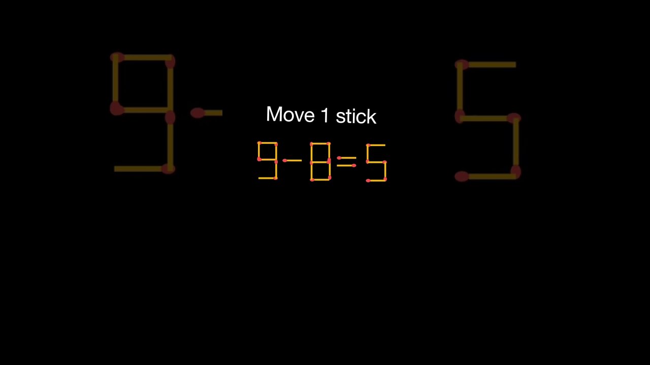 9 8 5 Move One Stick Puzzle Maths Matchstick Shorts Braintest Youtubeshorts Reels Viral