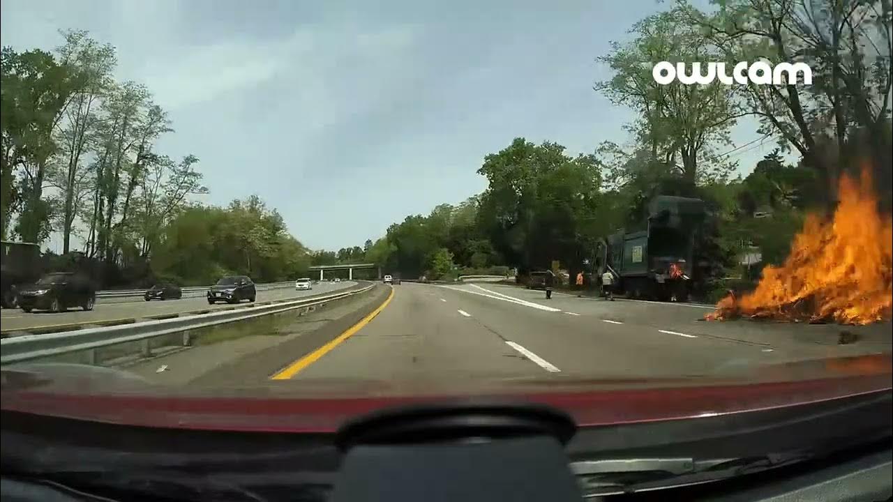 Dumpster Truck Garbage caught fire in croton on Hudson OwlCam Video