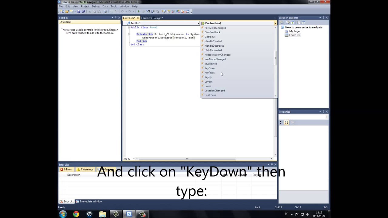 Visual Basic Tutorial (ep.2) - How to enter to navigate (normal web ...