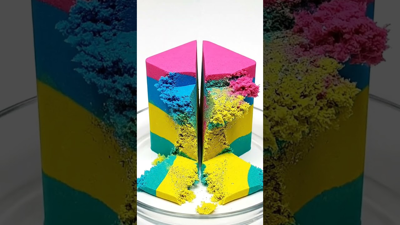 MOST SATISFYING Video! CRUNCHY Rainbow Kinetic Sand ASMR Cutting 