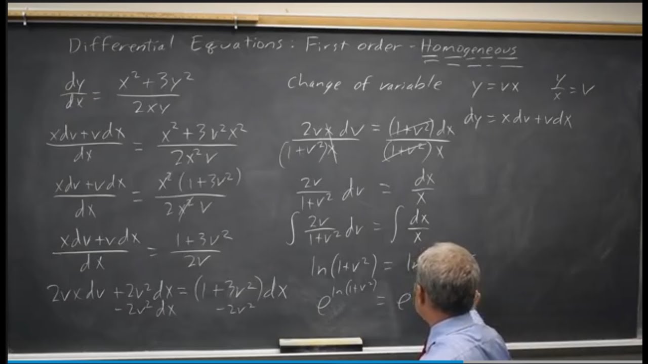 DiffEq: First Order - Homogeneous Example 1 [Not SAT] - YouTube