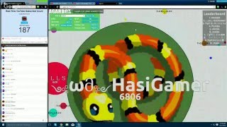 Agar.io LIVE Stream Thakover // With 200 bots!! // Goal: 200 // Use: ༺ωმ༻ // w/ no sound :P