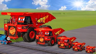 Download Lagu Big \u0026 Small Hirochi Dump Truck Lightning Mcqueen vs Trains Thomas | BeamNG.Drive MP3