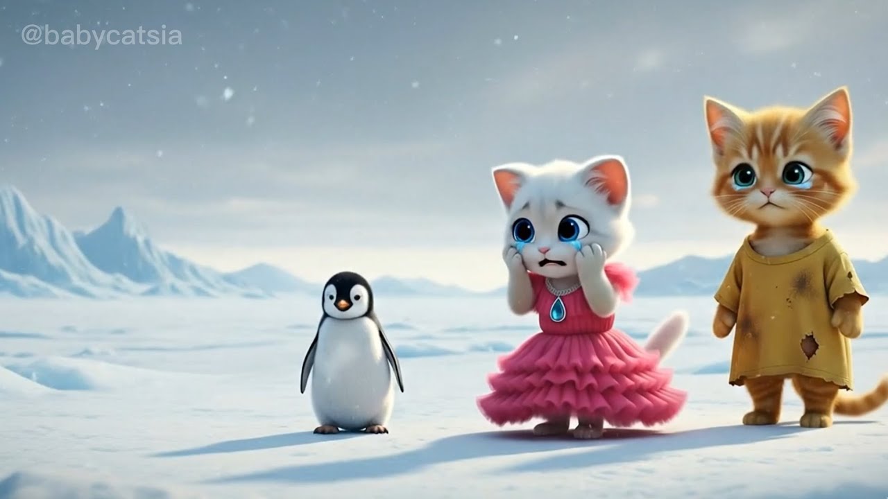 Two Kittens Tried to Bring Back a Depressed Penguin Who Chose to Die on the Snow ❄️💔