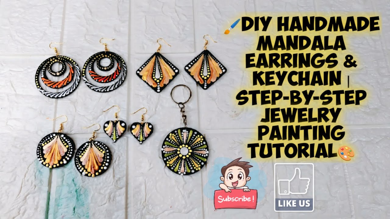 🖌️DIY Handmade Mandala Earrings & Keychain | Step-by-Step Jewelry Painting Tutorial🎨