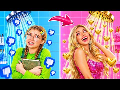 Extreme Nerd to Popular Transformation! Rich VS Poor Beauty Hacks and Gadgets!