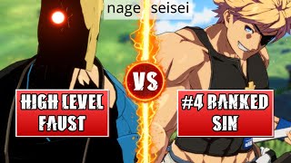 GGST High Level Gameplay | HIGH LEVEL FAUST (nage) vs #4 RANKED SIN (seisei)