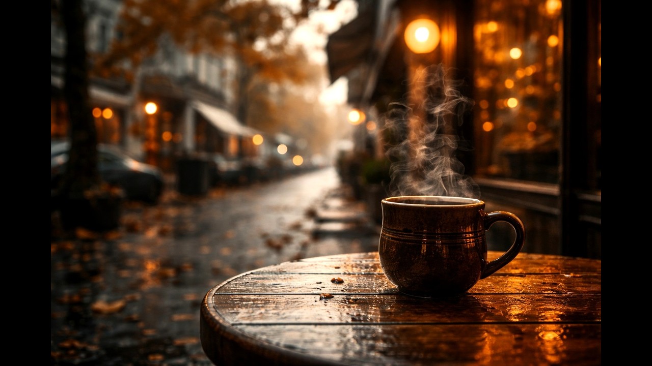 Cozy Coffee Shop at Night After the Rain | Deep Focus & Relaxing Background Sounds.
