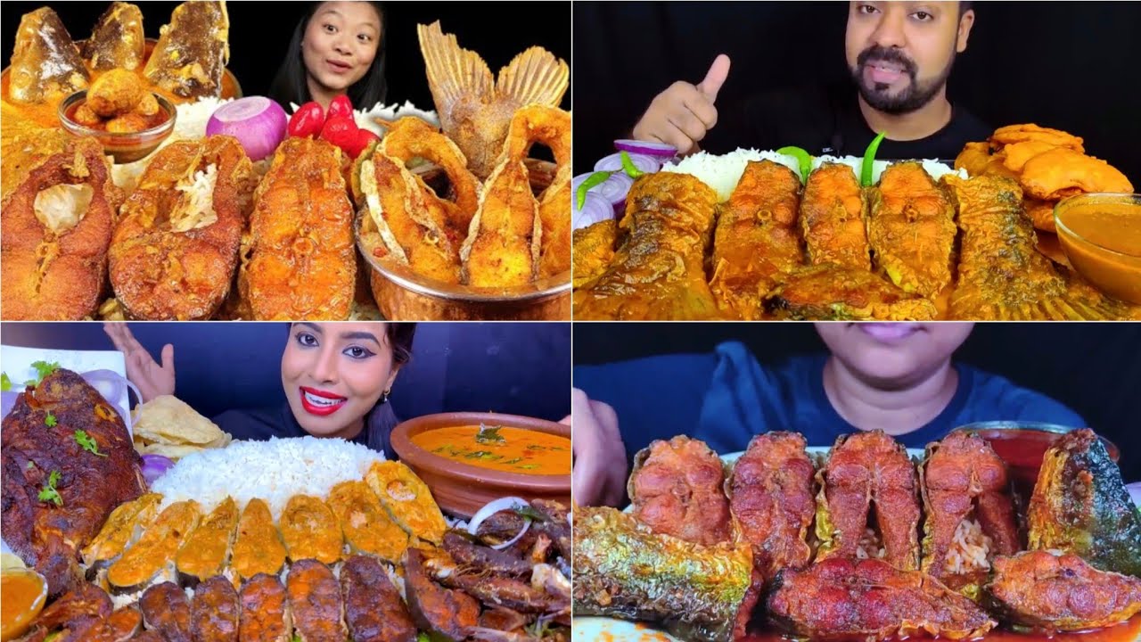 ASMR 🔥 Eating Spicy 🌶Fish Curry with Rice +🔥Whole Fish Masala Fry+Lots of Fish Fry +Extra Gravy 😋👌