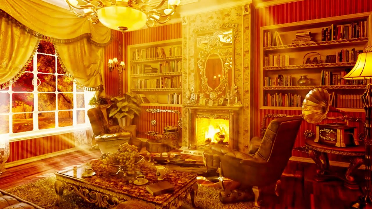 Vintage Victorian Living Room Ambience 🍁 Cozy Fall, Crackling Fireplace