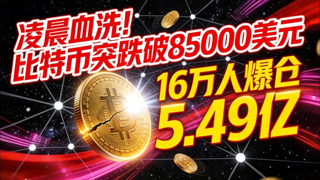 凌晨血洗！比特币突跌破85000美元，16万人爆仓5.49亿，“三重绞杀”降临