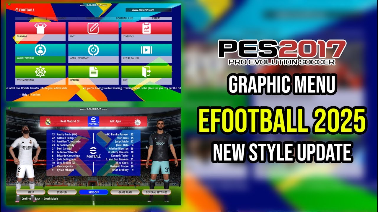 PES 2017 GRAPHIC MENU EFOOTBALL 2025 NEW STYLE UPDATE - YouTube