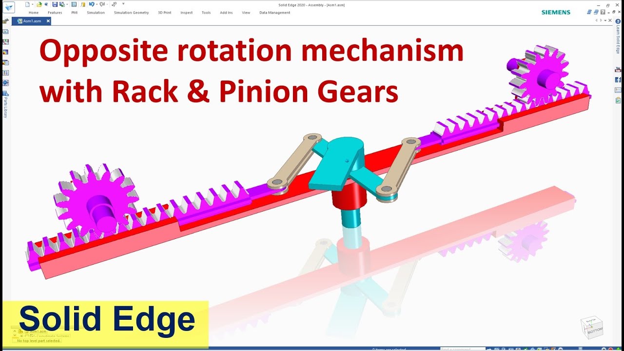 Solid Edge Design in Assembly & Animation #21 | Opposite rotation ...