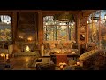 Rainy day at 4k cozy coffee shop smooth piano jazz music for relaxing studying sleeping