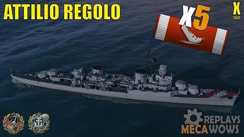 Destroyer Attilio Regolo 5 Kills & 145k Damage | World of Warships Gameplay